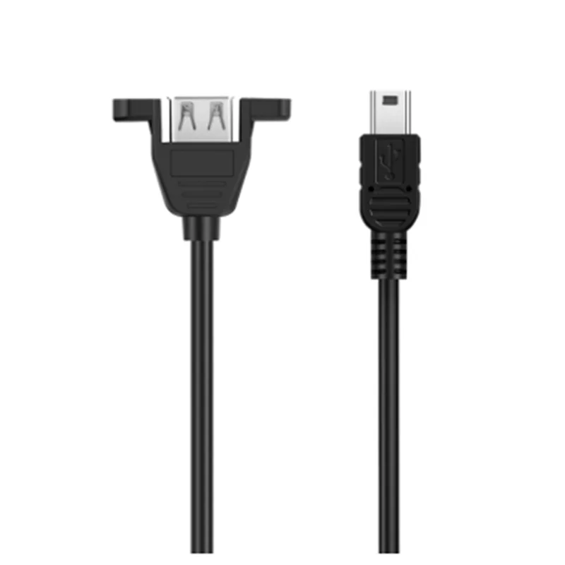 Cable de extensión Mini USB macho a USB 2,0 hembra de 30cm con conector adaptador de bloqueo de orificio de tornillo de montaje en Panel para ordenador - imagen 2