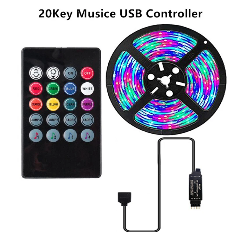 Tira de luces LED RGB de 5V USB 2835 60Led/m 0,5 m 1m 2m 3m 4m 5m lámpara Bluetooth Control infrarrojo TV retroiluminación decoración de fiesta en casa - imagen 2