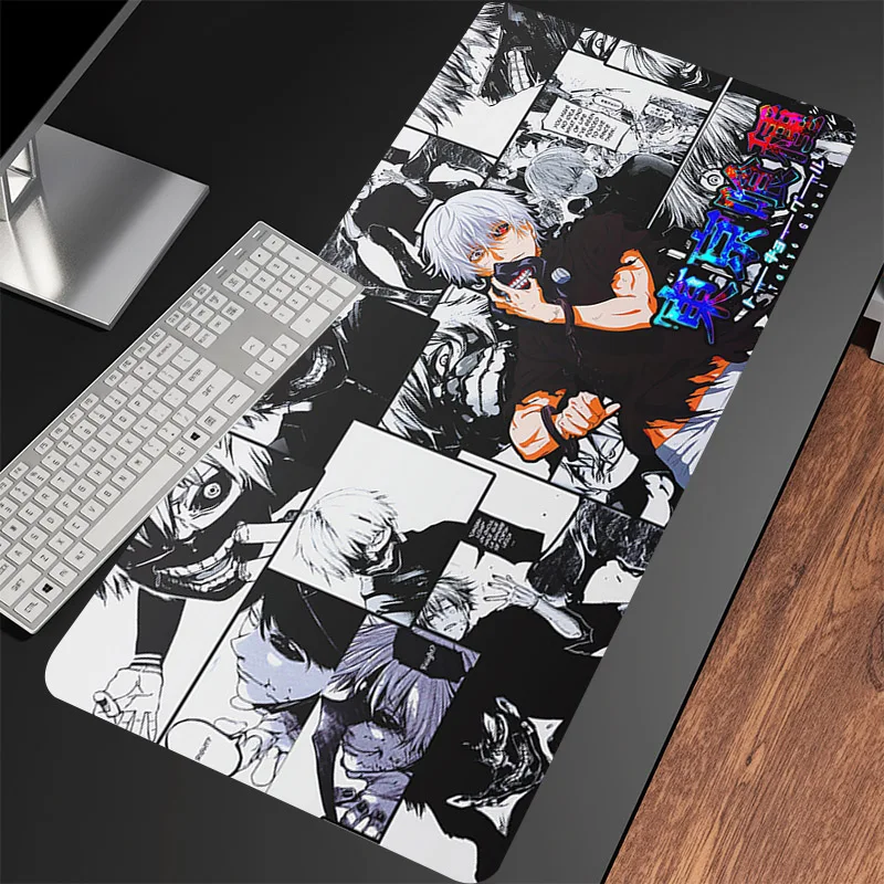 Alfombrilla de ratón antideslizante de Anime a la moda, alfombrilla de ratón grande de dibujos animados japoneses t-tokyo Ghoul Kaneki Ken, accesorios para juegos, almohadillas para teclado, tapete de juego - imagen 5