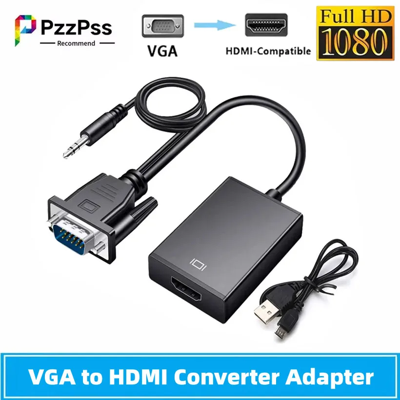Cable adaptador convertidor completo compatible con VGA a HDMI de 1080P con salida de Audio adaptador VGA HD para PC portátil a proyector HDTV - imagen 4