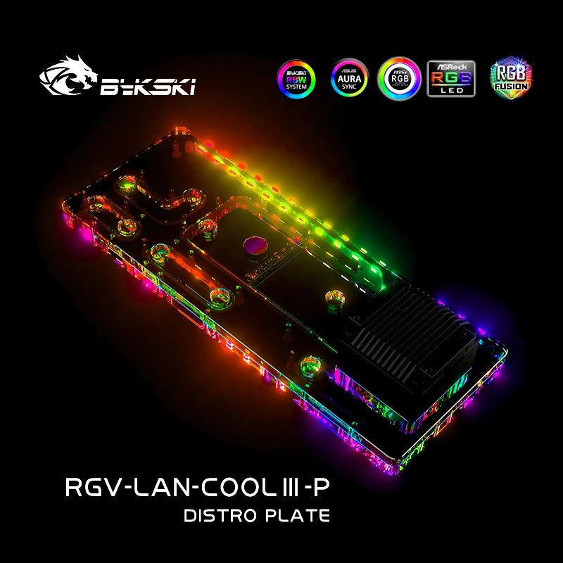 BYKSKI RGV-LAN-COOLIII-P Placa de distribución Placa acrílica Solución de enfriamiento por agua para LIANLI Ghost Axe 2 Caja de computadora Soporte Bomba DDC - imagen 4