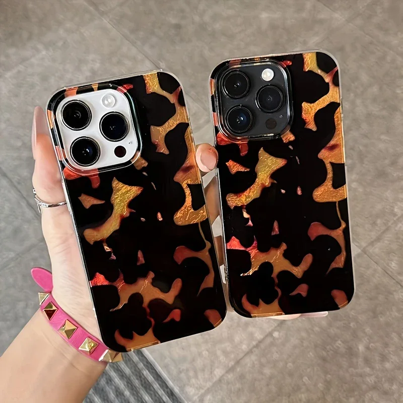Funda de teléfono con patrón de vórtice y estampado de leopardo ámbar para iPhone 17 Pro Max, fundas para iPhone 16 15 14 13 12 11 7 8 Plus XS XR 16E Air Cover - imagen 4