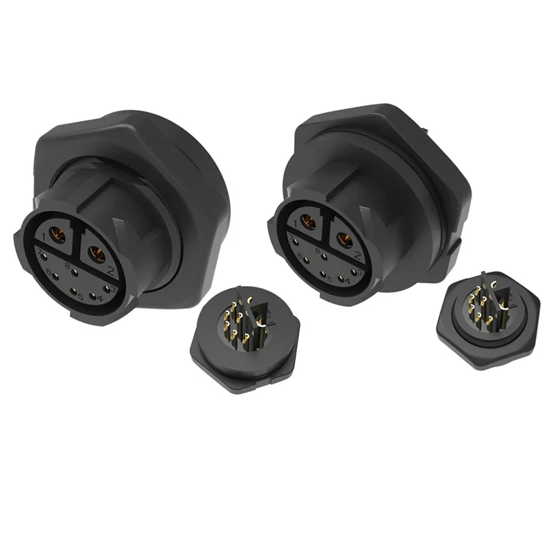 Conector impermeable 2 + 6 corriente exterior + señal híbrida soldada Cable de bloqueo automático enchufe IP68 8 pines junta de cabeza macho hembra - imagen 5