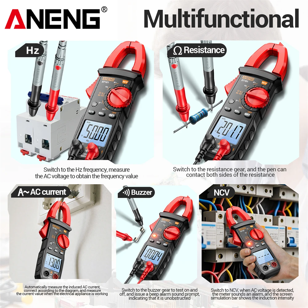 Digital Clamp Multimeter Professional Ammeter ANENG ST181 AC Current 4000 Counts Voltage Tester Hz Capacitance Ohm Tester tools - imagen 5
