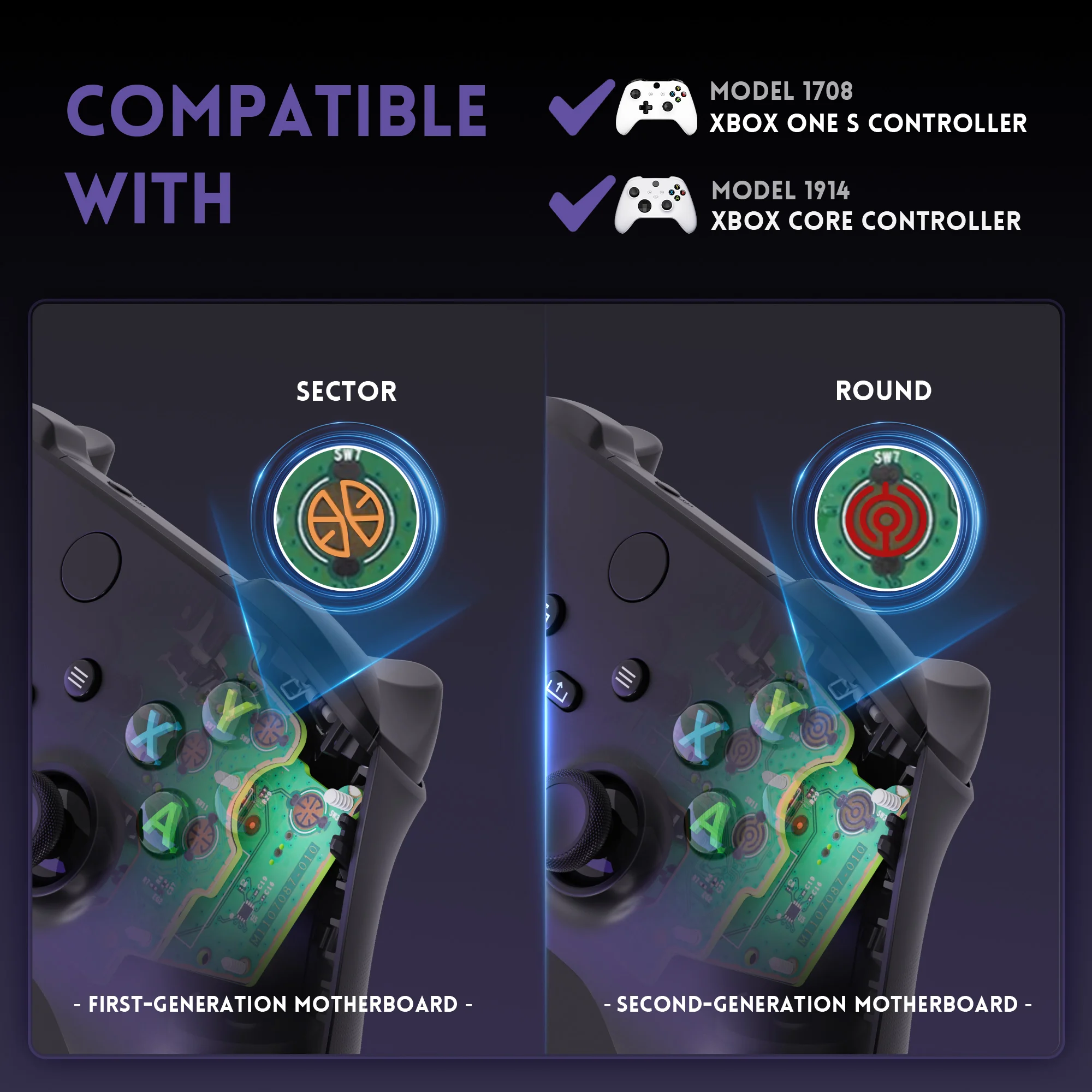 eXtremeRate Clicky Kit V2 for Xbox Core (Xbox Series X|S) / Xbox One S/X Controller, ABXY Keys Mouse Action Buttons Clicky Kit - imagen 2