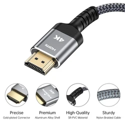 Cable HDMI 2.0 4K HDR 18Gbps – Trenzado Compatible MacBook PS4 Proyector