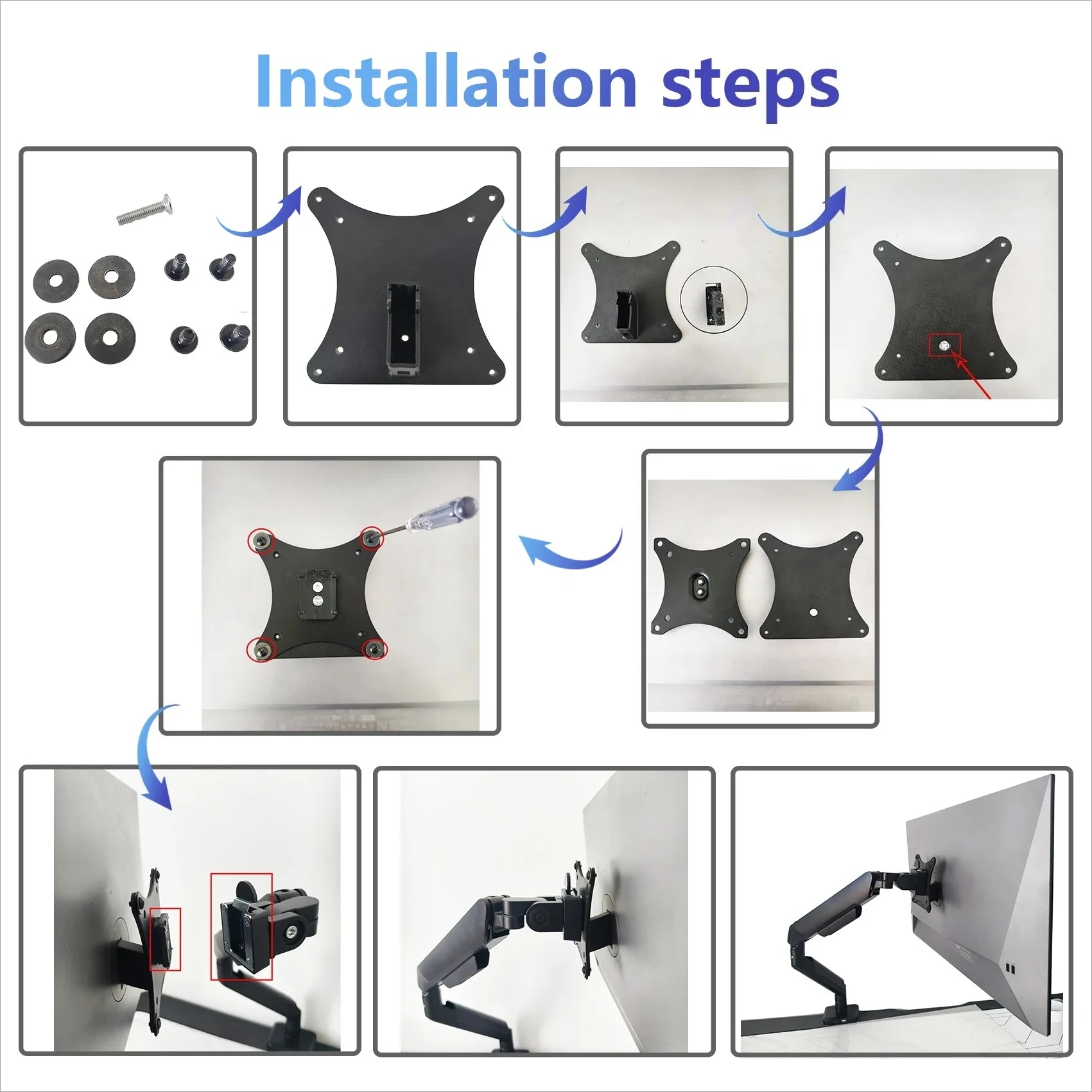 Adaptador VESA para monitor HP Z Series G3 27" Z27K Z27U Z27Q Z27XS G3 Soporte de montaje en pared para pantalla - 75x75 y 100x100 - imagen 2