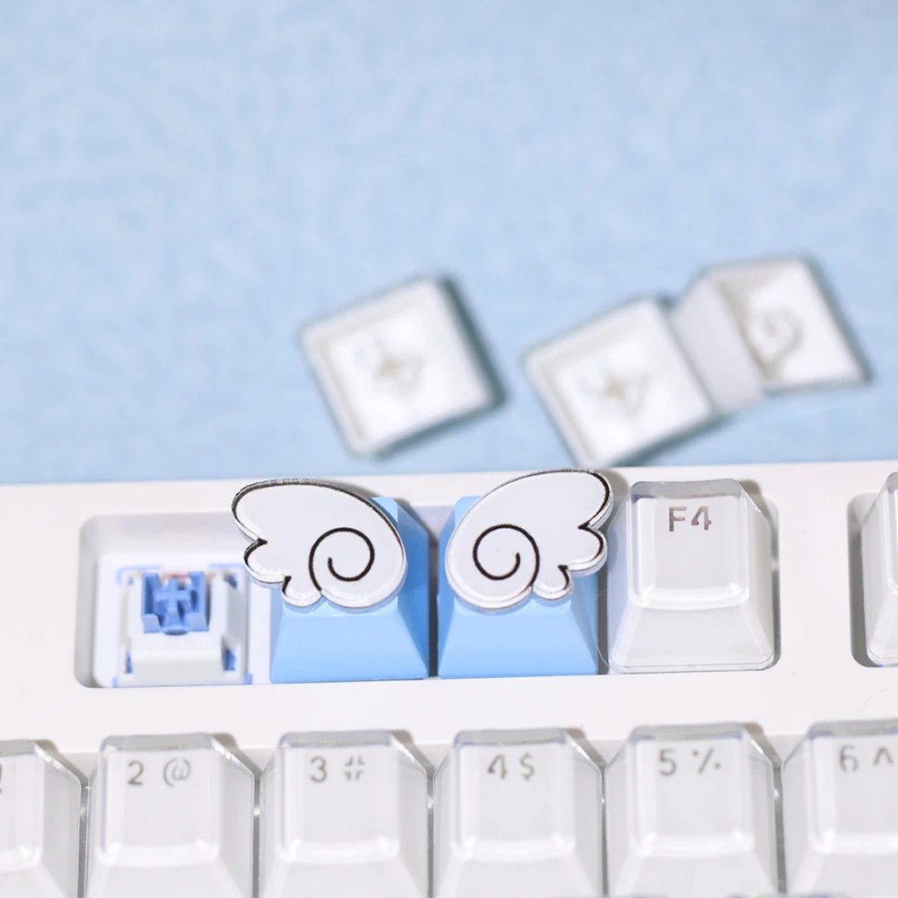 Teclado mecánico con garras de gato, teclas direccionales, lindas coronas de amor con alas de Ángel, teclas de repuesto personalizadas - imagen 4