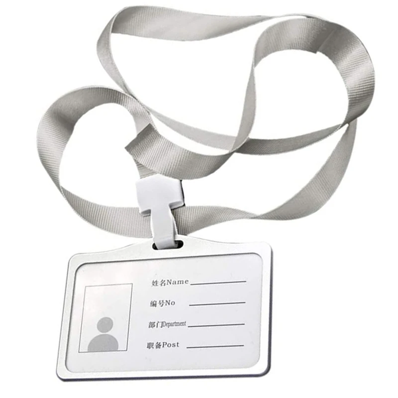 Tarjetero de identificación de aleación de aluminio de estilo Horizontal Superior con cuello de cordón para mujeres y hombres tarjeteros de trabajo de negocios - imagen 5