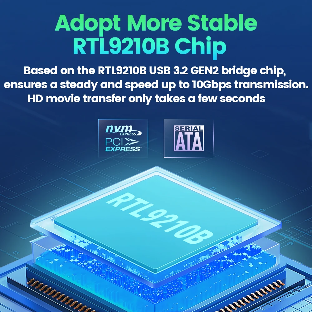 JEYI M.2 SSD carcasa NVMe SATA protocolos duales SSD carcasa USB 3,2 10Gbps adaptador PCIe carcasa externa compatible con teclas M y B & M - imagen 3