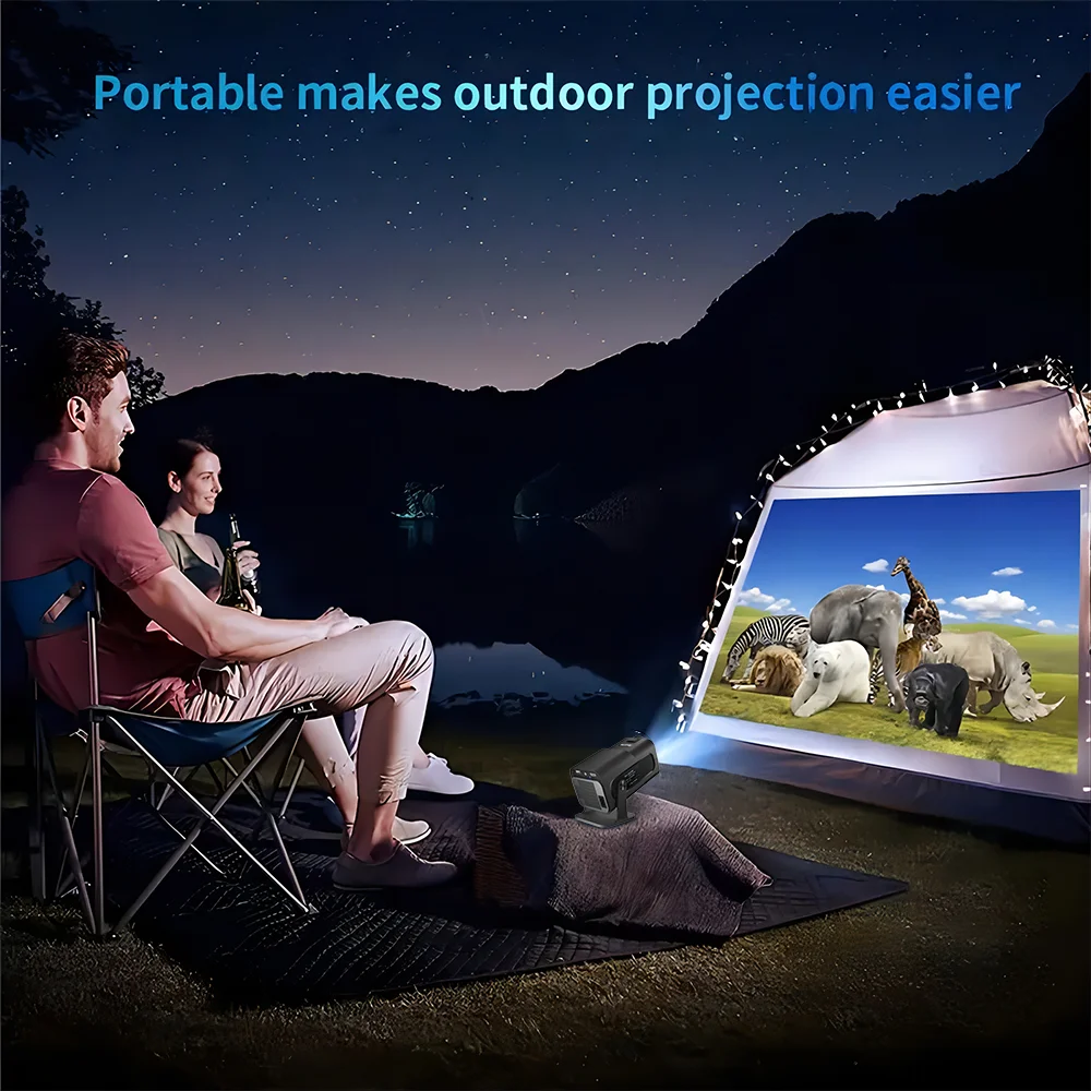 HY320Mini portátil nuevo nativo 720P Android11 Allwinner H713 4K proyector 320ANSI Wifi6 BT5.0 cine proyector giratorio al aire libre - imagen 5