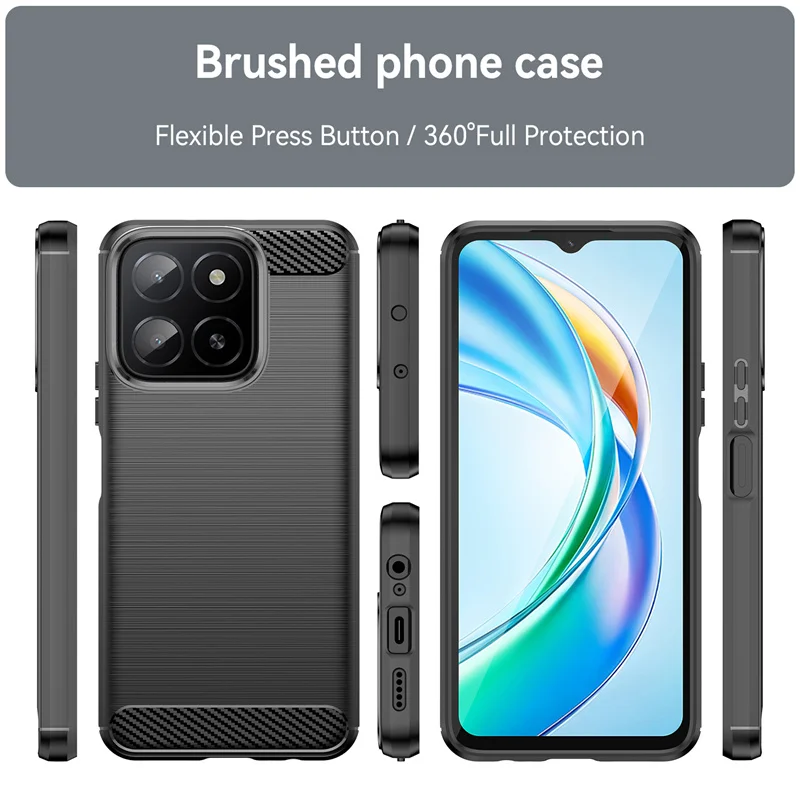 Para Honor X5B Plus funda Honor X5B Plus Capas nuevo parachoques de teléfono a prueba de golpes suave TPU cubierta de fibra de carbono Huawei Honor X5B Plus - imagen 4