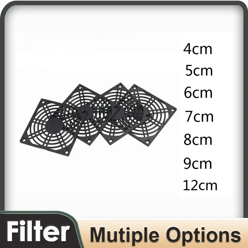 Gdstime-filtro de plástico a prueba de polvo para PC, protector de ventilador negro, 10 piezas, 4cm, 5cm, 6cm, 8cm, 9cm, 12cm
