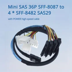 Cable Mini SAS SFF-8087 a SFF-8482 SAS29 alta velocidad