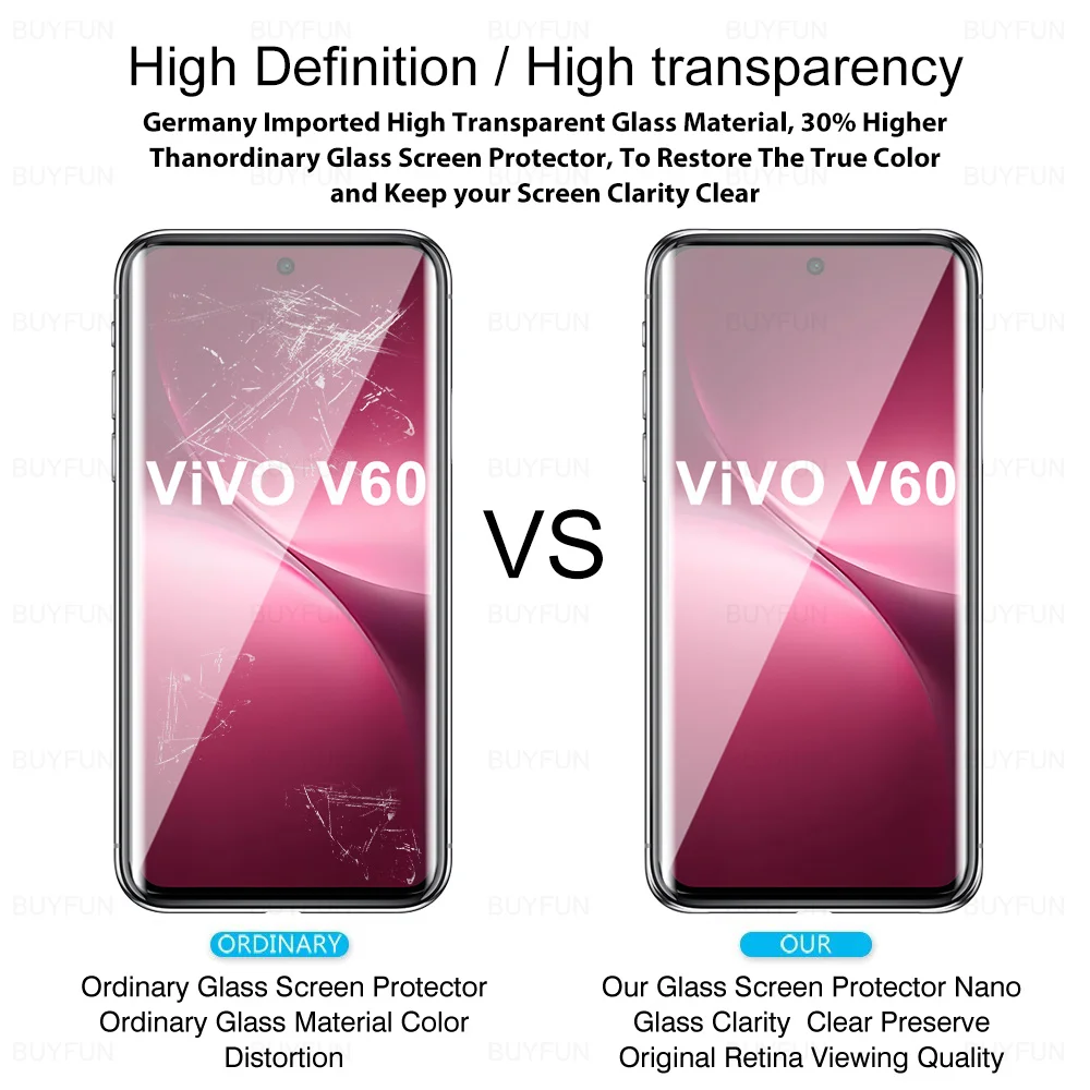 3 uds 9H vidrio curvo para vivo V60 5G Protector de pantalla de vidrio templado cubierta de teléfono para vivoV60 vivo V 60 50 40 30 Pro V30e V50e 5g - imagen 4