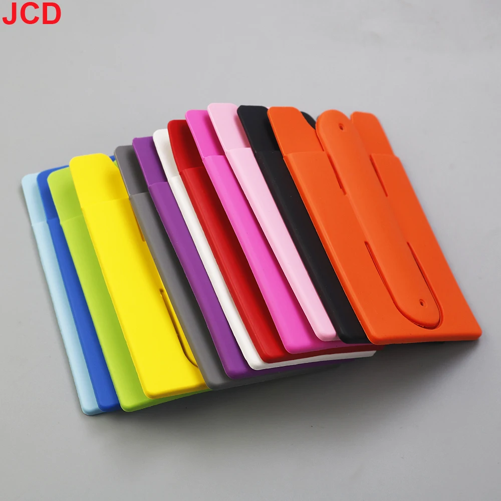 JCD 1 Uds. Soporte para tarjetas de crédito de identificación móvil de silicona elástica perezosa pegatina Universal funda tipo billetera tarjetero funda porta tarjetas para móvil - imagen 5