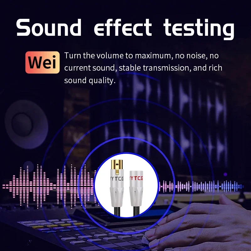 YYTCG-Cable de equilibrio 6N Chapado en plata de 3 pines XLR macho a hembra, HIFI Xlr para amplificadores mezcladores de Audio, Cable de extensión XLR de alta fidelidad - imagen 5