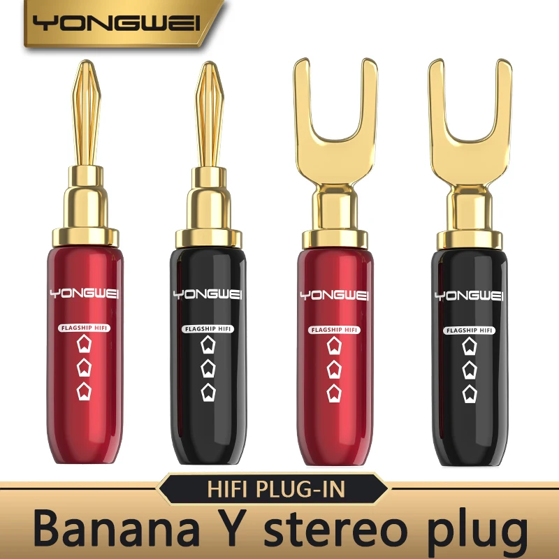 YONGWEI amplificador de potencia conector de cableado de altavoz 4mm cabeza Banana Y enchufe de audio terminal tornillo soldadura libre cabeza de audio cableado diy