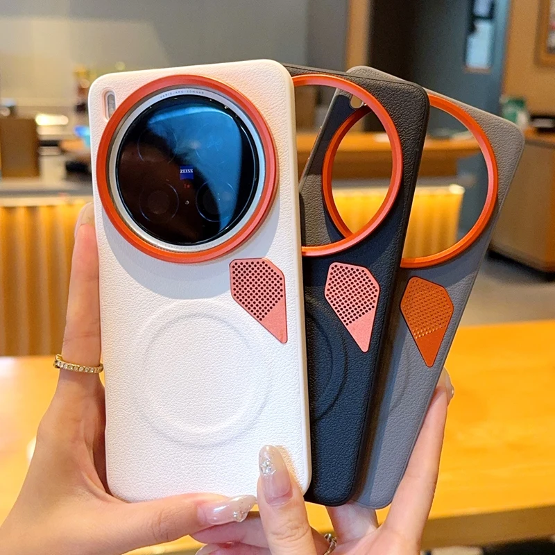 Para VIVO X200 Ultra funda dura de PU magnética de carga inalámbrica funda protectora trasera para VIVO X200 Pro Mini X200S carcasa de teléfono - imagen 2