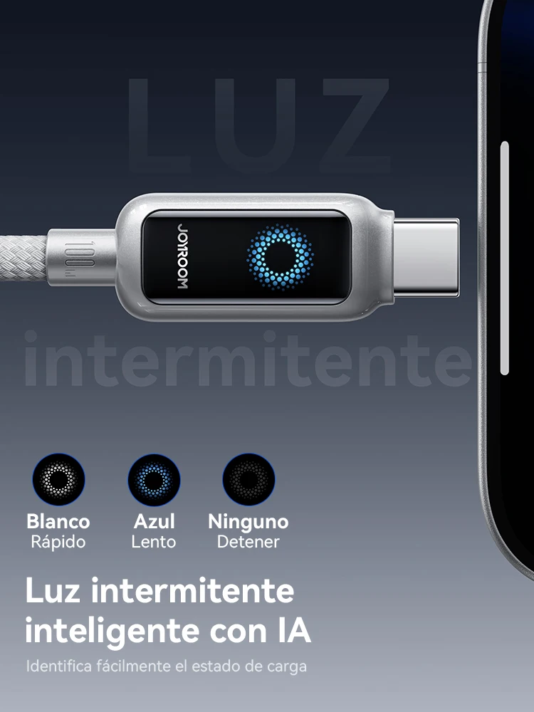 Joyroom-Cable USB C de 100W, apagado automático, Cable tipo C de carga rápida para iPhone 16 15 Pro Max Xiaomi Sumsang Huawei - imagen 5