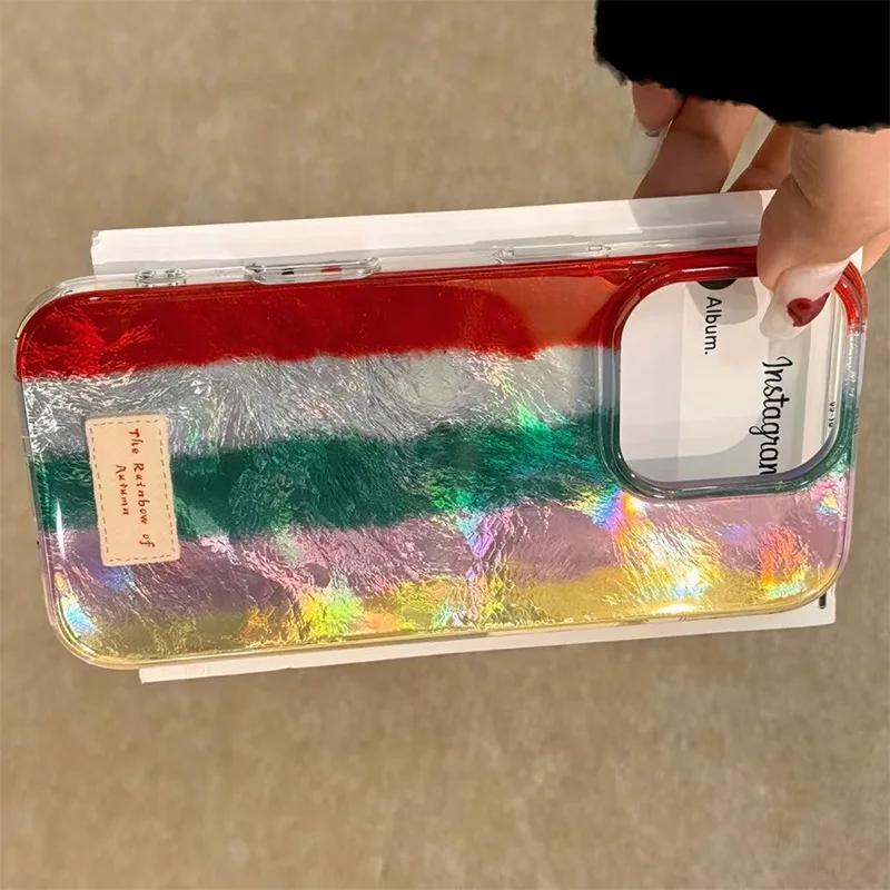 Funda de teléfono con diseño de etiqueta de rayas coloridas para iPhone 17 16 11 13 12 14 15 Pro Max XS X XR 7 8 Plus 16E, funda de silicona a prueba de golpes - imagen 5