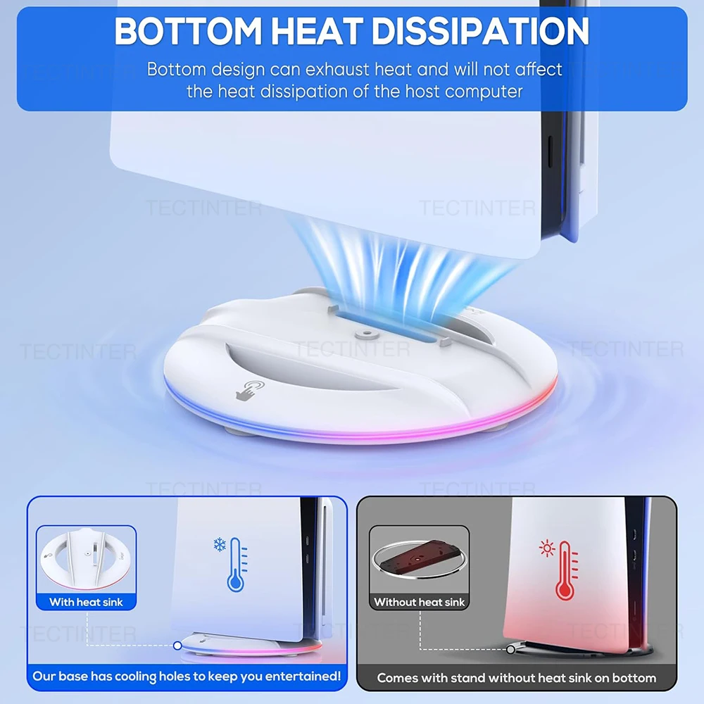 Soporte de refrigeración Vertical con luz RGB para disco delgado PS5/consola de edición Digital soporte de Base antideslizante para accesorios PS5 - imagen 5