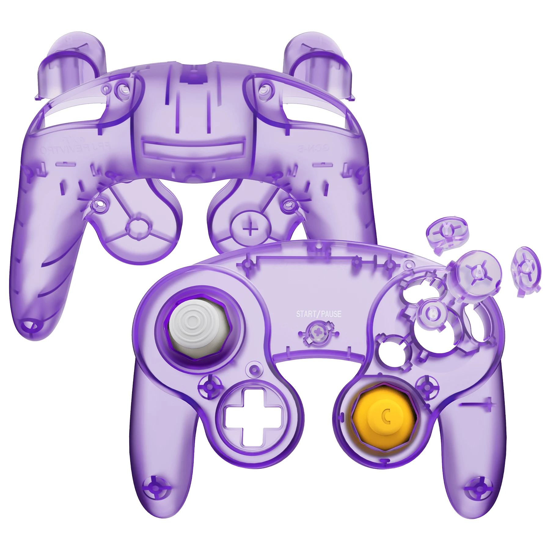eXtremeRate Faceplate Backplate for Nintendo GameCube Controller, Custom Housing Shell Cover with Buttons - Clear Series - imagen 2