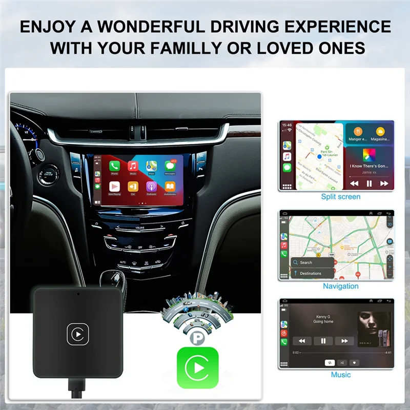 Adaptador Carplay inalámbrico, Dongle Plug & Play para IOS, fácil instalación, Compatible con el modelo de coche Carplay con cable de fábrica