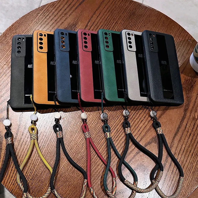 Funda para Honor Win RT, textura de piel de oveja, cuero PU, patrón de nube retro, funda con cuerda de mano para Huawei Honor Win RT, Funda protectora - imagen 5