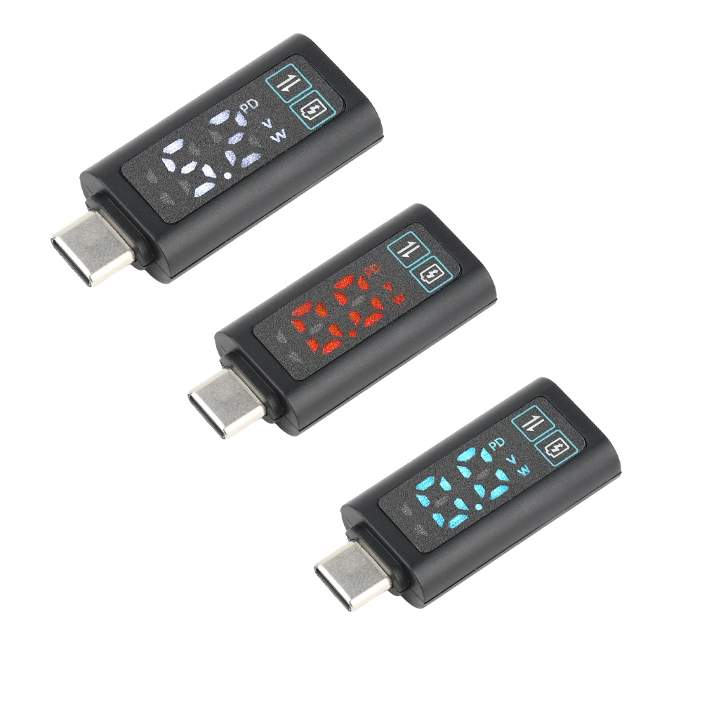 Medidor de pantalla de potencia y voltaje Digital inteligente DC 5-24V PD100W adaptador de cargador rápido convertidor tipo C a tipo C - imagen 2