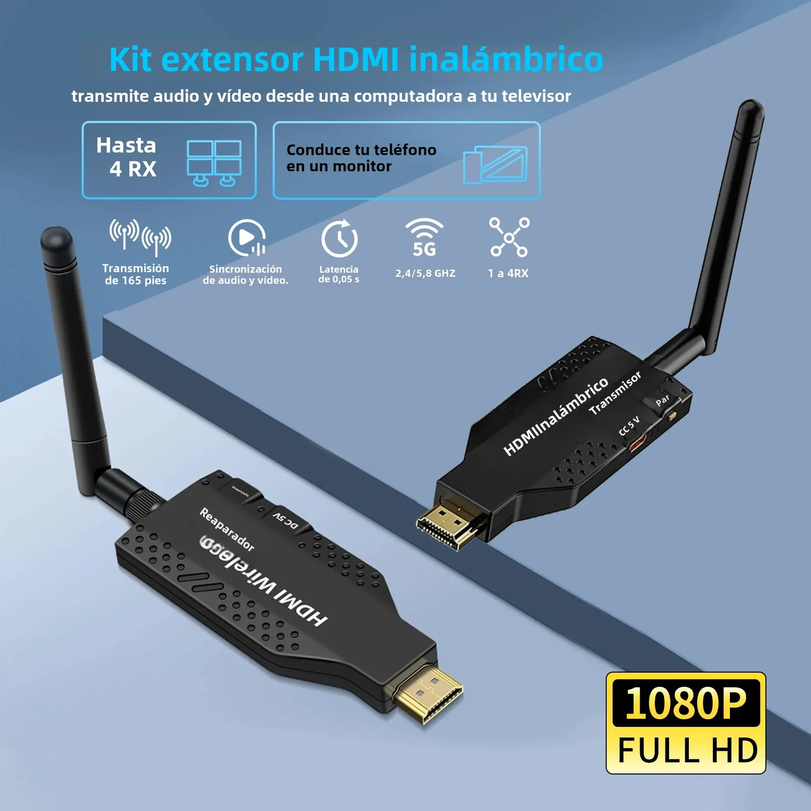 Transmisor y receptor HDMI inalámbrico iPazzPort, extensor HD de 50 m 1080P para transmisión de audio y vídeo de computadoras portátiles, PC a televisores, proyectores - imagen 2