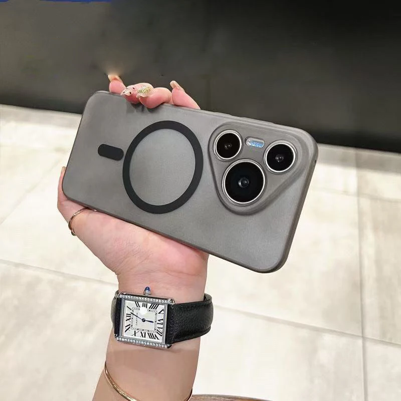 Funda para Magsafe, funda trasera de protección de cámara mate de TPU suave con carga inalámbrica magnética para Huawei Pura 70 80 Pro Ultra Plus