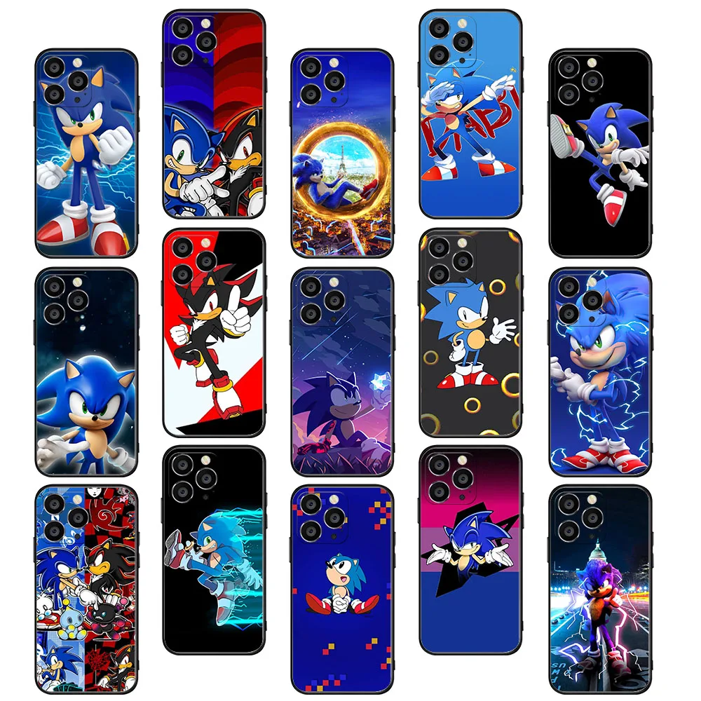 BY-26 funda suave de dibujos animados s-sonic para Samsung S9, S10, A53, A50, A30S, A50S, A60S, S10E, S20 FE, A13, A32 Lite Plus