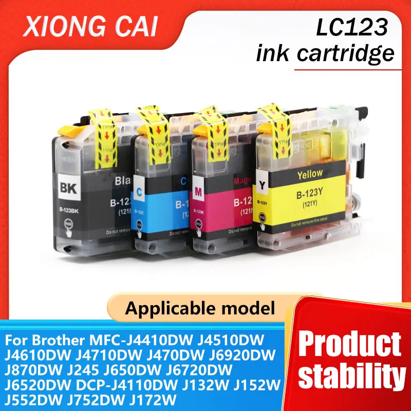 Cartucho de tinta Compatible LC123/LC123XL-adecuado para impresora Brother MFC-J4410DW/J4510DW/J870DW/DCP-J4110DW/J132W/J152W/J552DW
