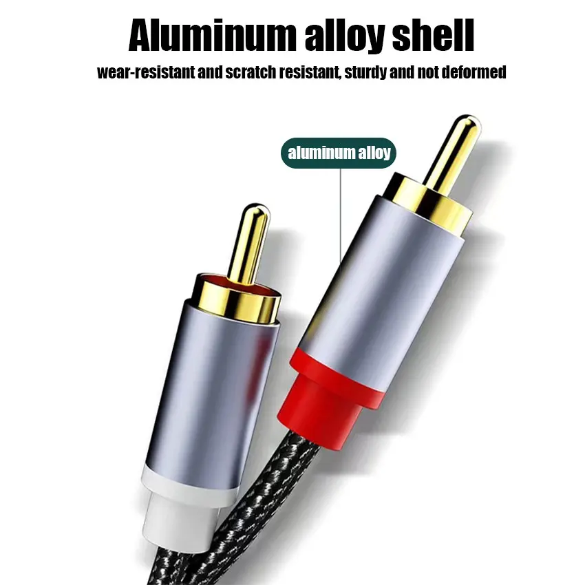 Adaptador de enchufe USB C a 2RCA macho, divisor tipo C a RCA macho a macho Y RCA para coche, altavoz estéreo auxiliar, cable Amp - imagen 4