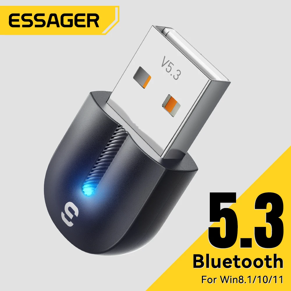Essager-adaptador USB Bluetooth Dongle Bluetooth 5,3 para PC, portátil, altavoz, receptor de Audio, ratón inalámbrico, teclado, transmisor USB - imagen 2