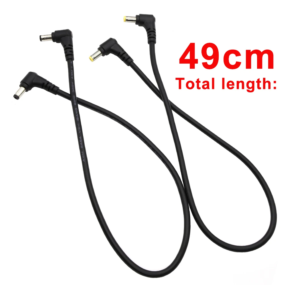 Enchufe de alimentación CC 18AWG 5,5x2,5mm/5,5*2,1mm macho a macho 90 conector de Cable tipo ángel derecho 12V 10A cables de extensión de alimentación 49cm - imagen 4