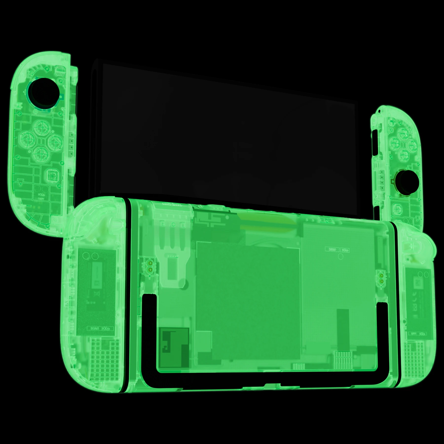 eXtremeRate Conjunto completo de carcasa con botones para Joycon 2 para Nintendo Switch 2 - Brilla en la oscuridad - Verde