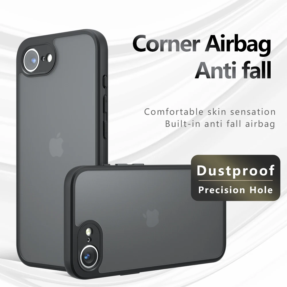 Funda para iPhone 16E a prueba de golpes, piel esmerilada, sensación mate, PC, TPU, transparente, Funda para iPhone 16E - imagen 2