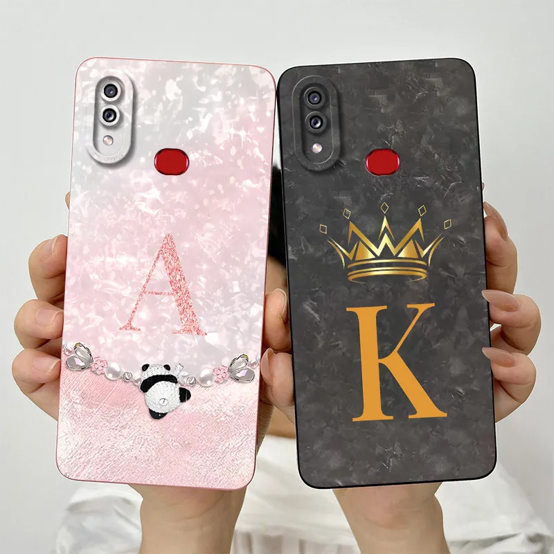 Funda de teléfono para Samsung Galaxy A10s SM-A107F, bonita funda de silicona líquida con letras de Panda para Samsung A10s A 10 S A10 2019, bolsa