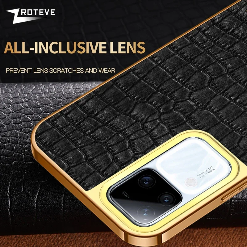 Para Vivo V30 Pro funda Zroteve soporte de anillo de cuero de cocodrilo funda suave para Vivo V30 V30Pro VivoV30 Pro fundas de teléfono a prueba de golpes - imagen 4