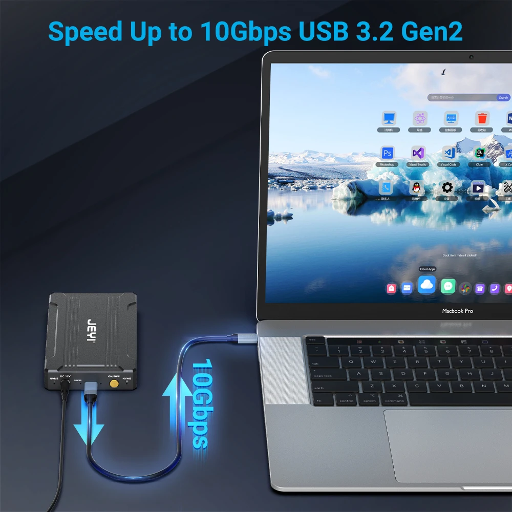 JEYI-carcasa Nvme Dual, carcasa RAID de Hardware de 2 bahías, carcasa SSD de velocidad de transmisión de 20Gbps, compatible con RAID0/ RAID1/ Large/ JBOD - imagen 3