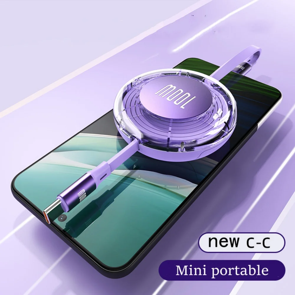 Cable retráctil PD 100W USB tipo C a tipo C Cable de carga rápida USB C a USB C para iphone 15 16 Pro Huawei Tablet Laptop - imagen 5