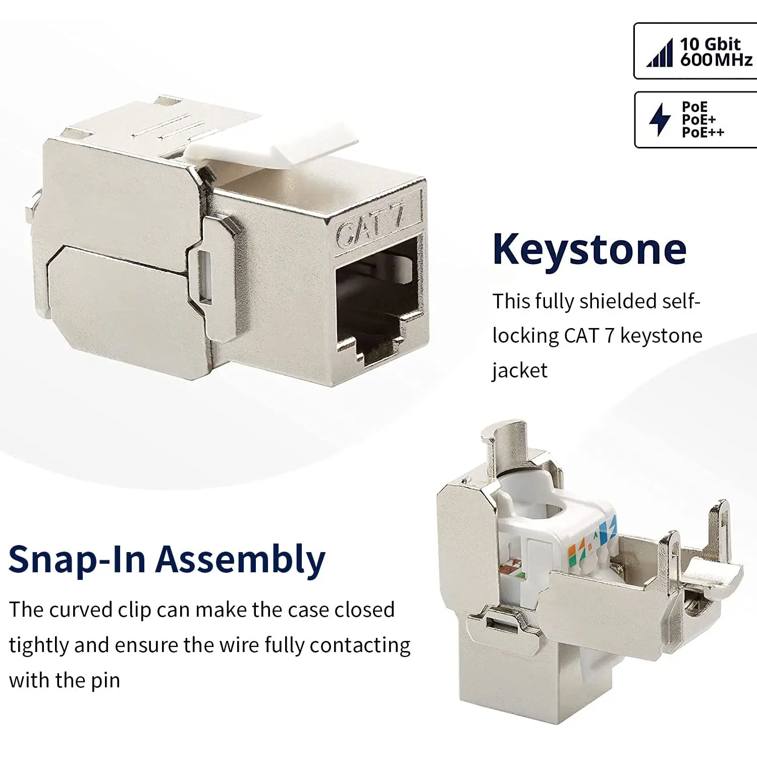 Keystone Jack RJ45 Cat7 STP - Conexión Sin Herramientas - imagen 4