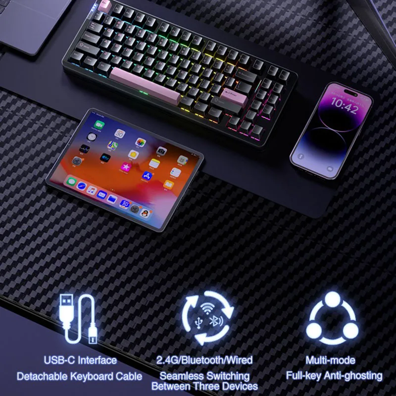 LEOBOG Hi86 Teclado mecánico personalizado de aluminio junta inalámbrica multimodo Teclado para juegos programable 75% retroiluminado RGB 8000mAh - imagen 3
