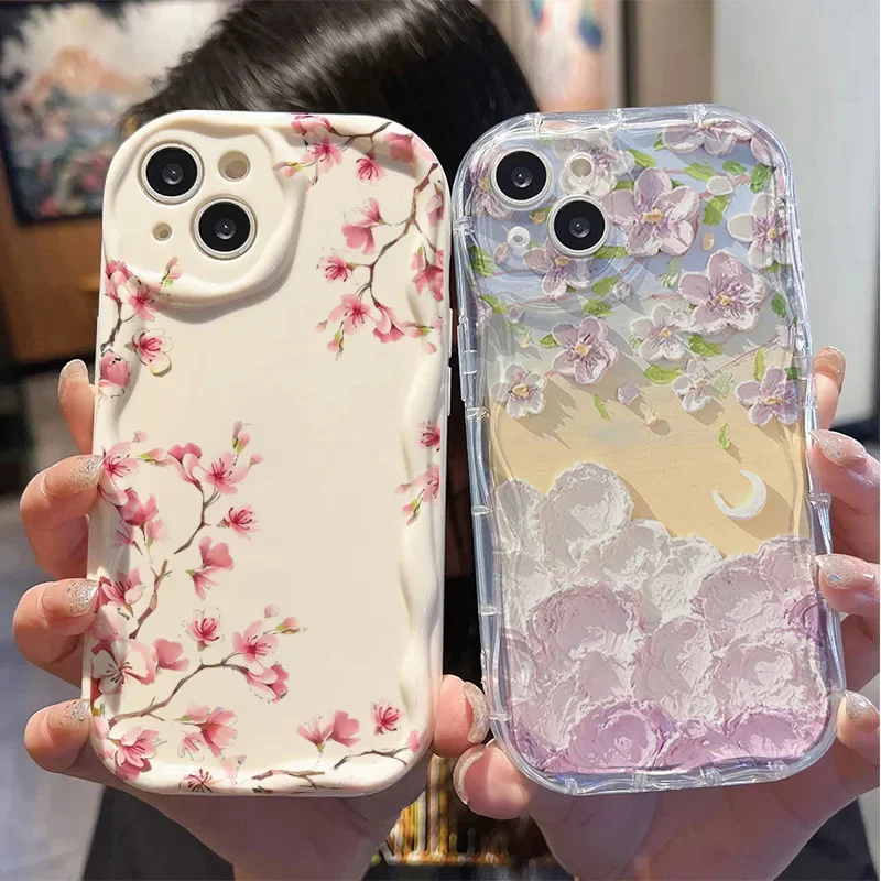 Funda para Xiaomi POCO X7 X6 X5 X3 Pro X4 NFC GT F3 F4 M3 M4 M6 F6 Pro 15 12 11 Lite 5G NE 12T 14 Pro cubierta flor crema borde ondulado