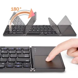 Teclado plegable inalámbrico Bluetooth con panel táctil y botón