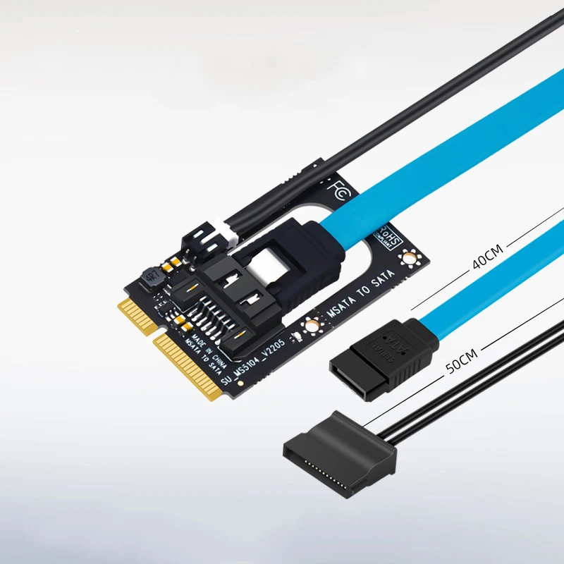 Adaptador de placa elevadora mSATA a SATA con extensión SATA3.0 de 7 pines, Cable de fuente de alimentación de 5V, convertidor Mini SATA a SATA para SSD HDD de 2,5" - imagen 2