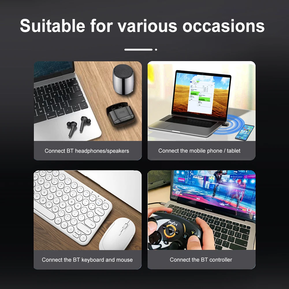 Adaptador Bluetooth 6,0 adaptadores Dongle inalámbricos Plug Play transmisor receptor para teclado/ratón/auriculares/altavoz controlador gratis - imagen 4