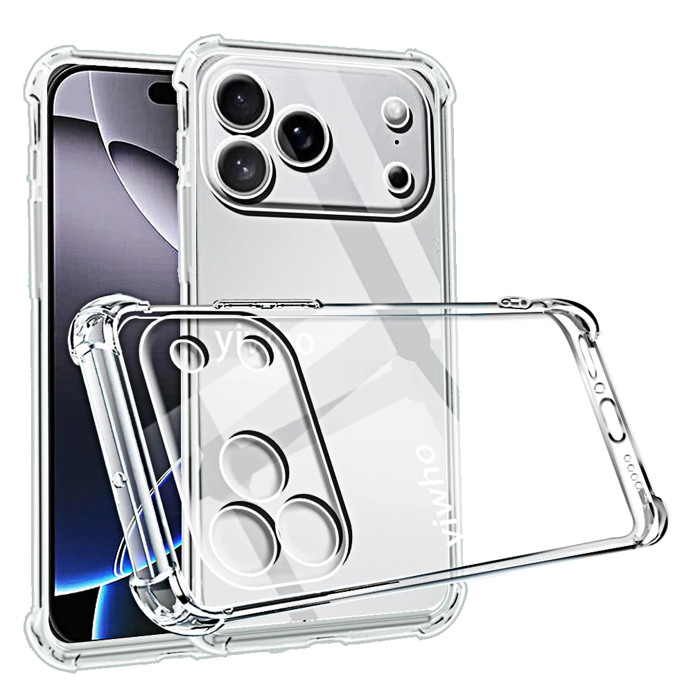 Funda de teléfono transparente suave de TPU para IPhone 17 Air 16e 14 15 16 Pro Max 16 11 12 13 MIni E Funda trasera transparente